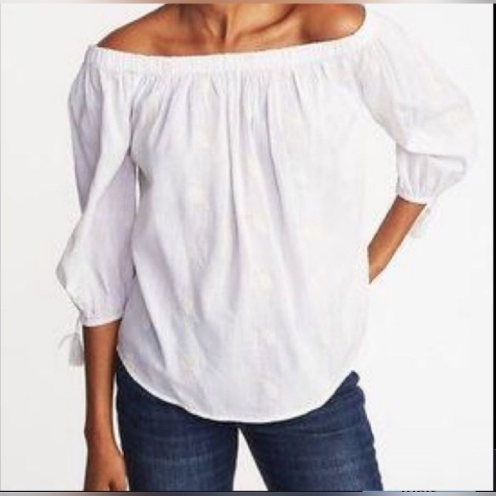 Old Navy Women's Off-Shoulder White Peasant Top Size M - Picture 1 of 5